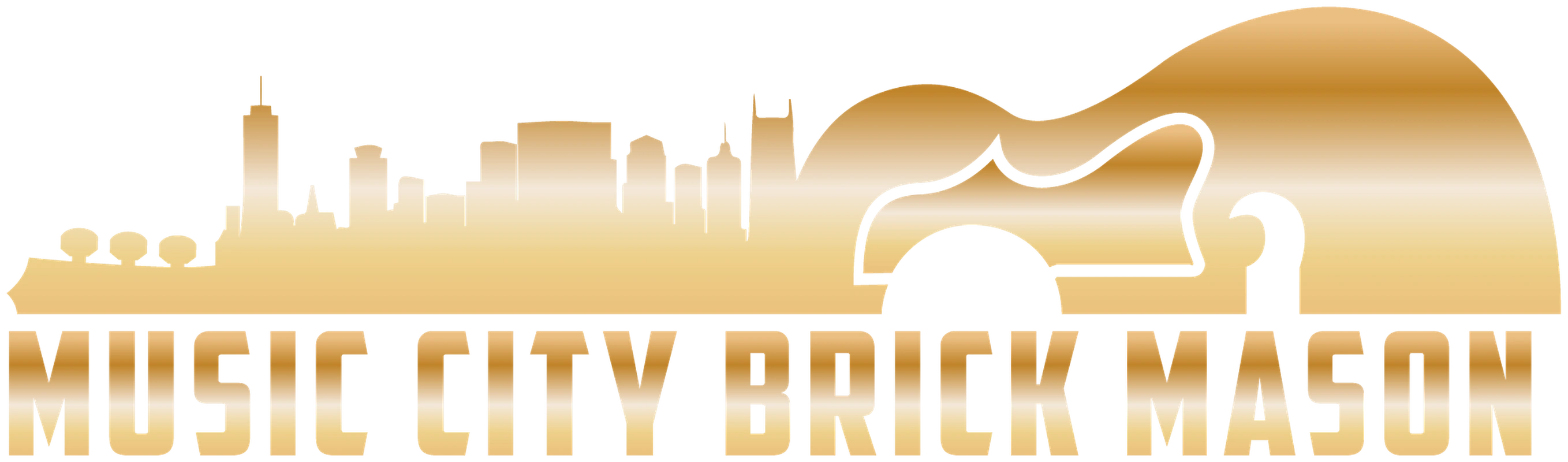 Music City Brick Mason logo: a guitar-shaped Nashville skyline above the words Music City Brick Mason